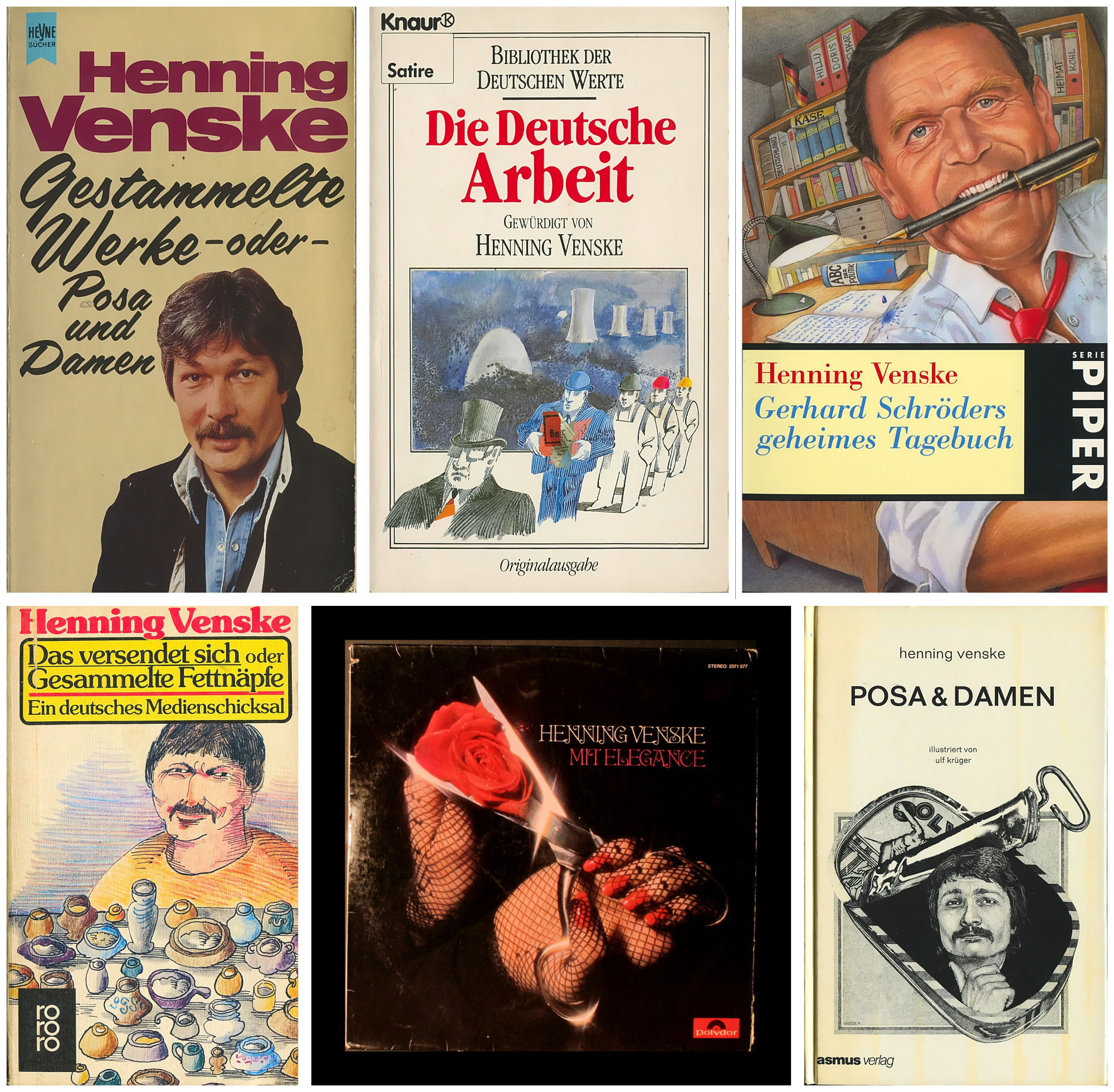 Henning Venske Paket: 5 Bücher + Vinyl-LP