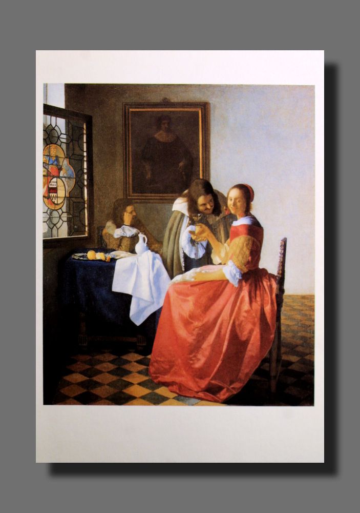 Jan Vermeer - Das Mädchen mit dem Weinglas - Postkarte